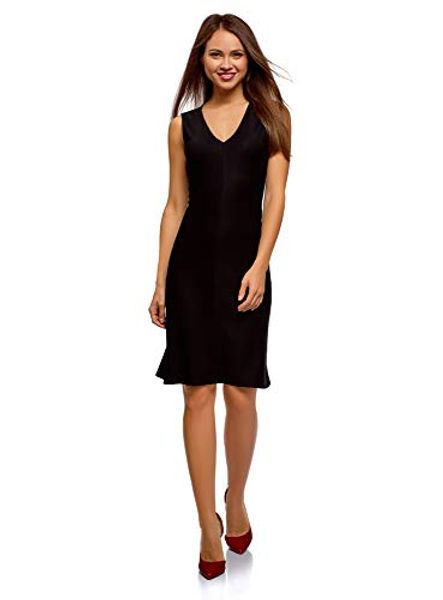 

oodji ultra womens jersey dress with trapeze skirt, Black;gray