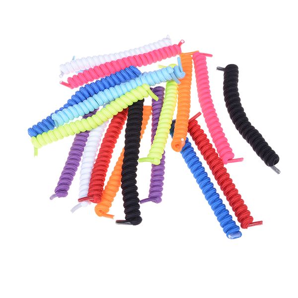 

shoes materials 1pair curly no tie trainer kids shoe laces colours for childs and adults in sports flat shoelace, Black