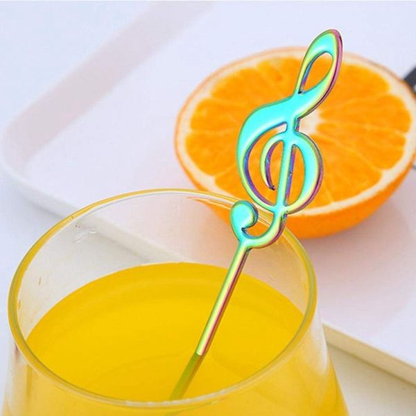 

5 pcs stainless steel spoon coffee note shape music theme tea stirring spoon small ice cream dessert scoop creative flatware