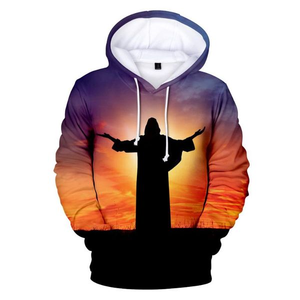 

2020 harajuku fashion jesus print hoodie мужская и женская одежда повседневная теплая спортивная одежда карманная толстовка с капюшоном, Black