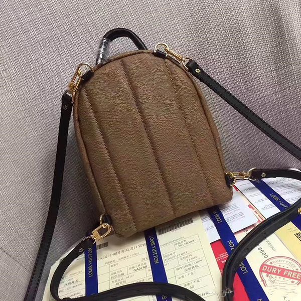 

2019 Top quality Women Palm Springs Backpack Genuine luxury bag Leathe Classic Style Brown Women Men Printing Leather Mini CLUTCHES EVENING