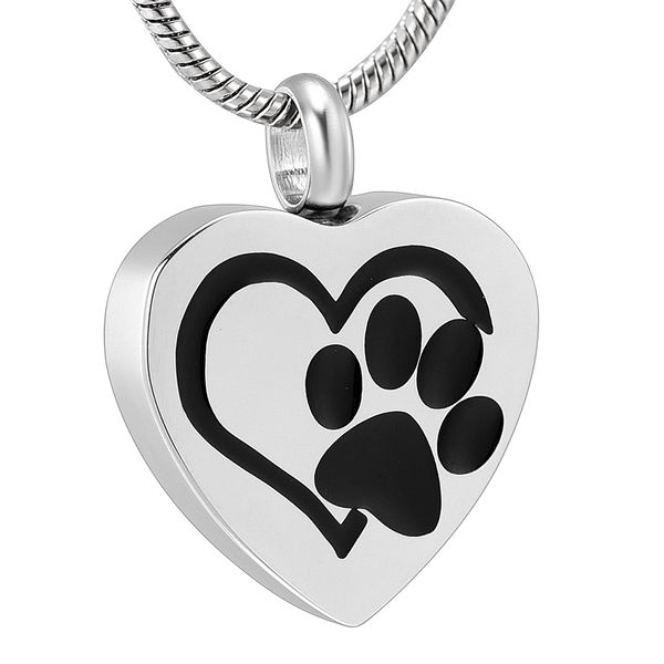 

ijd11327 engravable pet cremation pendant heart shape memorial urn necklace stainless steel cremation jewelry for dog/ cat ashes keepsake, Silver