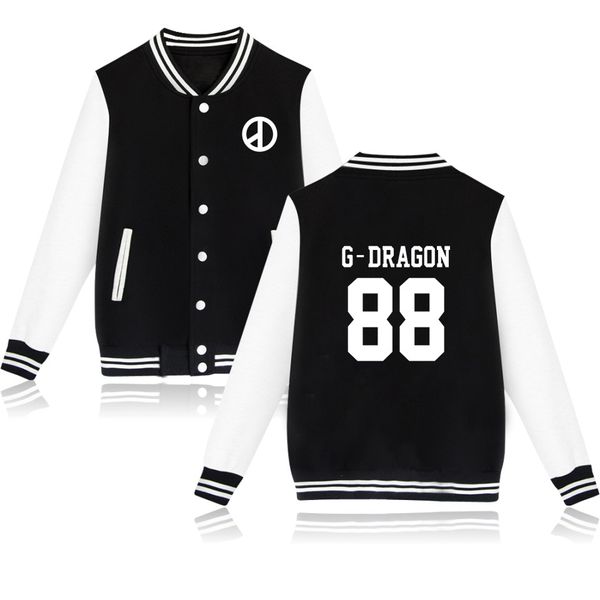 

new bigbang kpop fashion baseball jacket men women sweatshirts coats casual long sleeve hoodies jackets plus size xxs-xxxxl, Black;brown