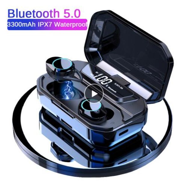 

tws 5.0 bluetooth 6d stereo earphone wireless earphones sport ipx7 bluetooth earphones 3300mah led display power bank