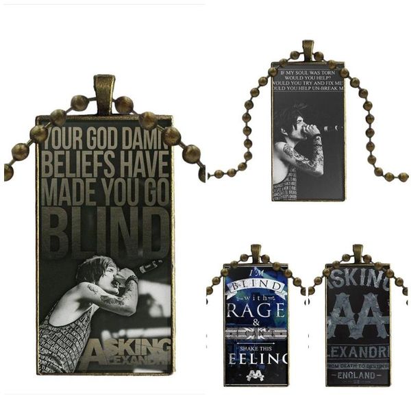 

ej glaze rock band asking alexandria fashion necklace handmade rectangle shape choker necklace jewelry multi designs for child, Silver