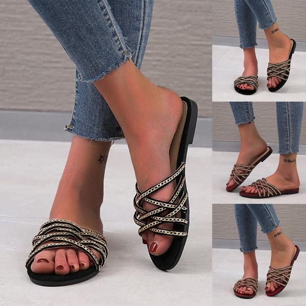 

summer shoes for women fashion casual vintage slip on ladies shoes buty sandals outdoor slippers woman calzado mujer #c3, Black