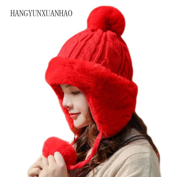 

трикотажные шапочки hat женщины мягкая зима keep warm женщина плюс бархат моды pompom вязаная шапочка теплая открытый повседневный skullies, Blue;gray