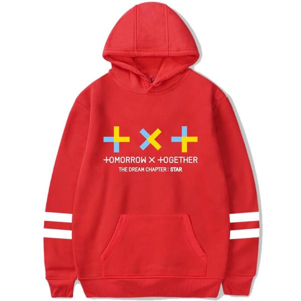 

kpop txt concert the dream chapter star hooded sweatshirt k- harajuku tomorrow x together hoodies pullover, Black