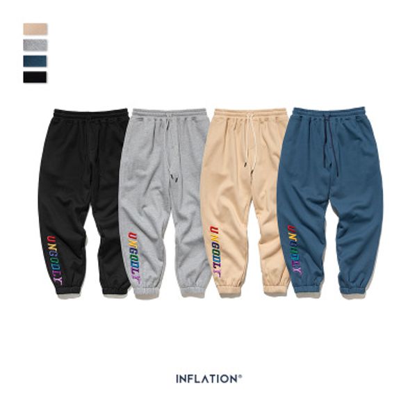 

men designer pants personalized three-dimensional english embroidery stretch beam elasticated waist elastic trousers trend mens clothing, Black