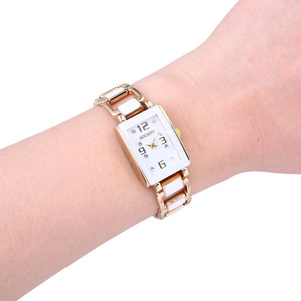 

luxury rhinestone ladies watch steel strip women bracelet watches fashion rectangular small dial quartz wristwatch clock2019, Slivery;brown