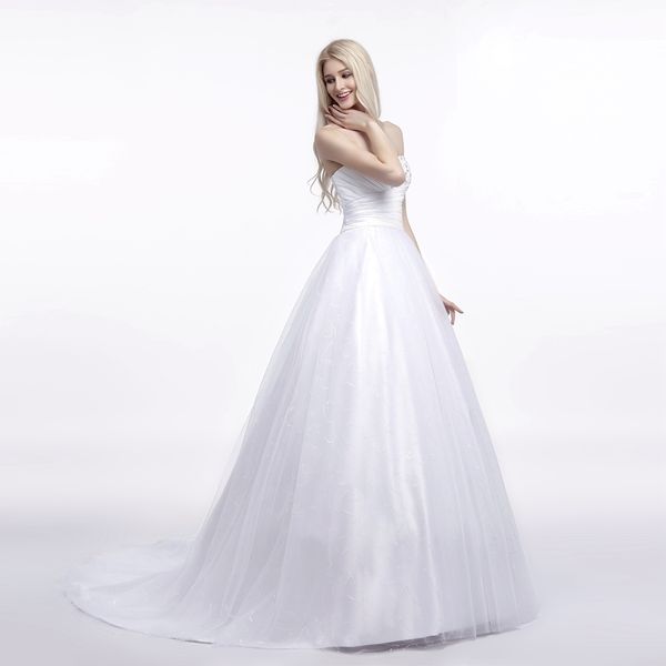 

decent sweetheart shinning tulle ball gown wedding dresses crystals beading bridal dresses for wedding lace up back vestidos de novia id0019, White