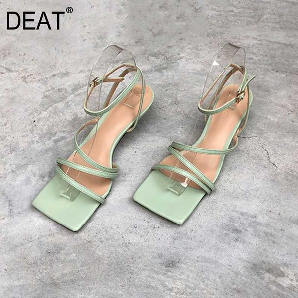 

deat] 2020 new spring summer square toe shallow narrow band pu leather small thin heels sandals for women shoes tide 10h886, Black