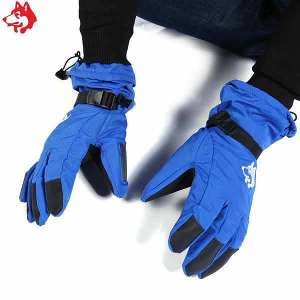 

waterproof wrist-protector hiking climbing glove winter cold-resistant outdoor sports mitten snow-scraper thickened ski gloves, Black
