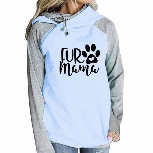 

for women zipper decoration fur mama letters print sweatshirts kawaii hoodies harajuku hoody printing youth plus size, Black
