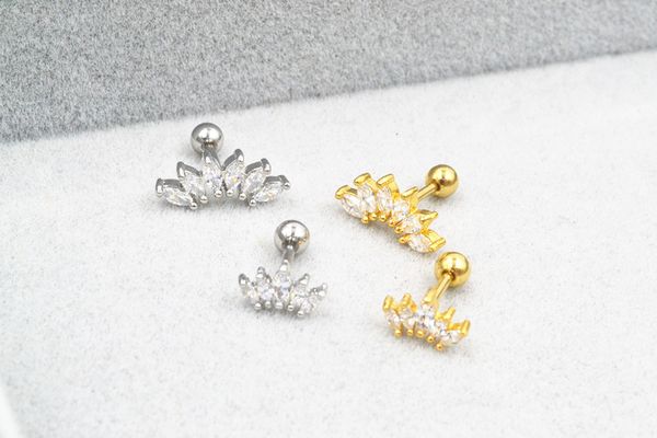 

lot10pcs body jewelry- shine cz gems ear studs/earring helix bar upper earring body piercing diath cartilage earring 16g new, Slivery;golden
