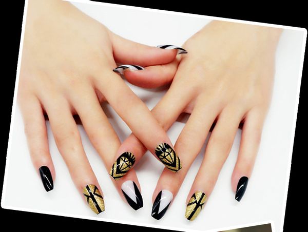 

600 шт. длинная балерина полный ногтей советы для ногтей очистить гроб false nails abs искусственный diy ложь поддельные уф гель гель арт со, Red;gold