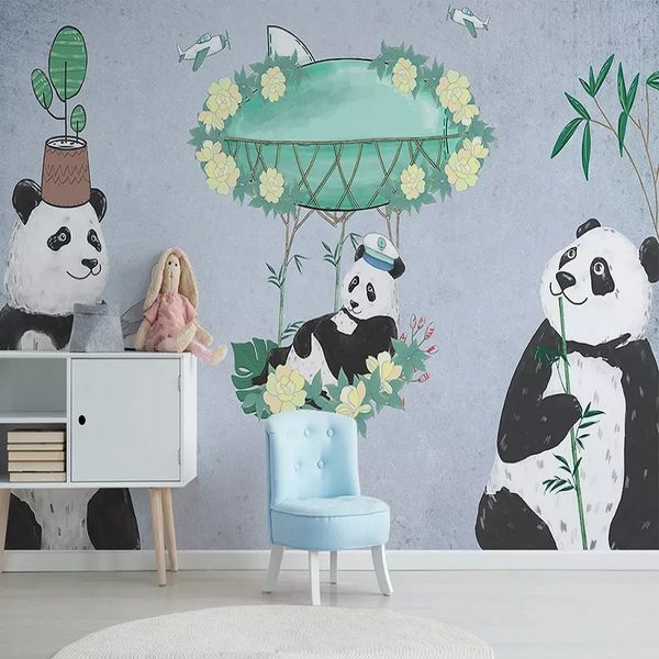 

custom large mural 3d wallpaper nordic cartoon creative panda bamboo child bedroom mural tv back wall decor deep 5d embossed