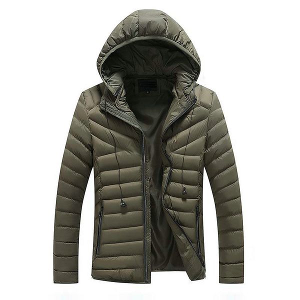 

2019 new men winter jacket casual padded cotton solid thick warm hooded parkas men fashion coat male clothing outwear, Tan;black