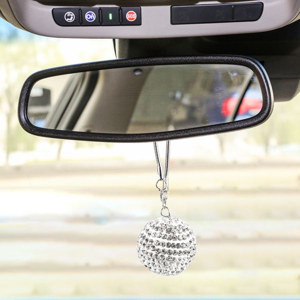 Leepee Car Rear View Mirror Ornament Hanging Ornaments Creative Auto Decoration Car Styling Diamond Crystal Ball Pendant Best Custom Car Interior Best