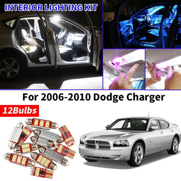 

12x canbus error led interior light kit package for 2006-2010 dodgecharger car accessories map dome trunk license light