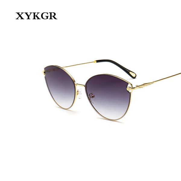 

xykgr 2019 new women's sunglasses fashion brand cat eye sunglasses ladies luxury quality uv400 glasses, White;black