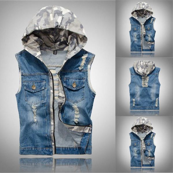 

2019 new denim jacket men's hip hop men's retro denim new fashion vest casual cowboy jacket in shoulder blouse m-5xl, Black;brown