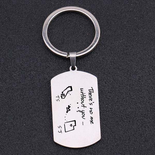 

name customized there's no me without you key chains long distance keyring couples lover's keys holder high quatiy jewerly car, Silver