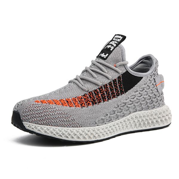 

flying woven men's shoes summer 2019 new men's running shoes breathable mesh spring casual sports, Black