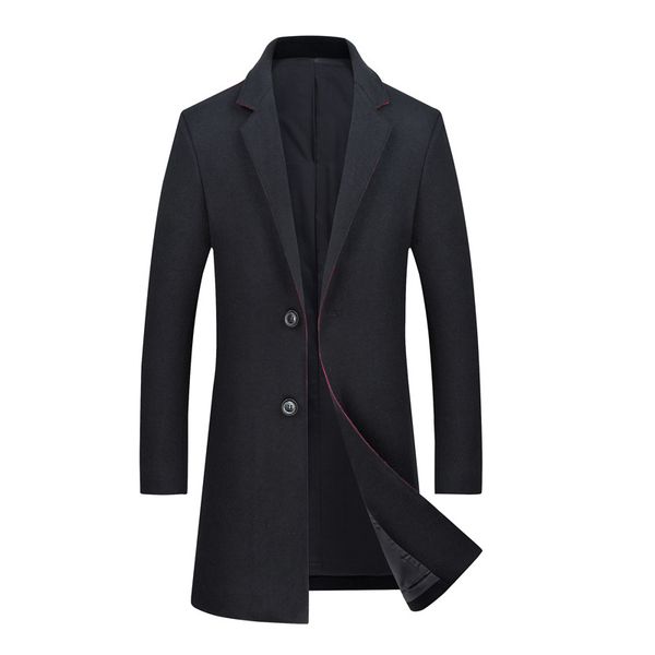 

2019 autumn new woolen coat men's long section woolen coat youth casual windbreaker size -3xl, Tan;black