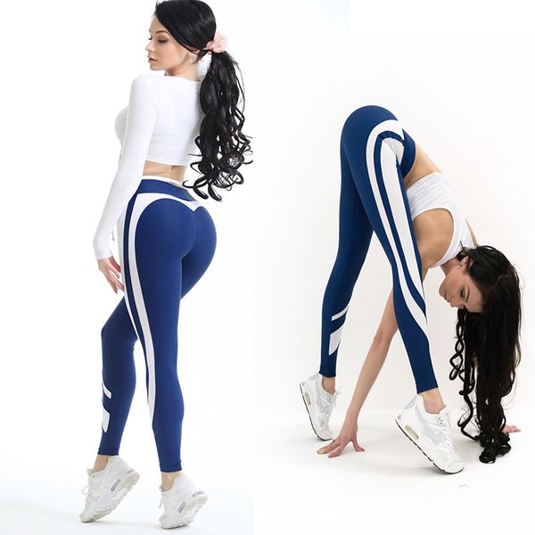 

yoga outfits pants women high waist compression gym sport leggings tight fitness athletic sportswear drop ship, White;red