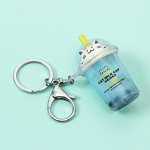 

new mini cartoon cat milk bottle keychain creative car key chain pendant bag key ring gift for man women, Silver