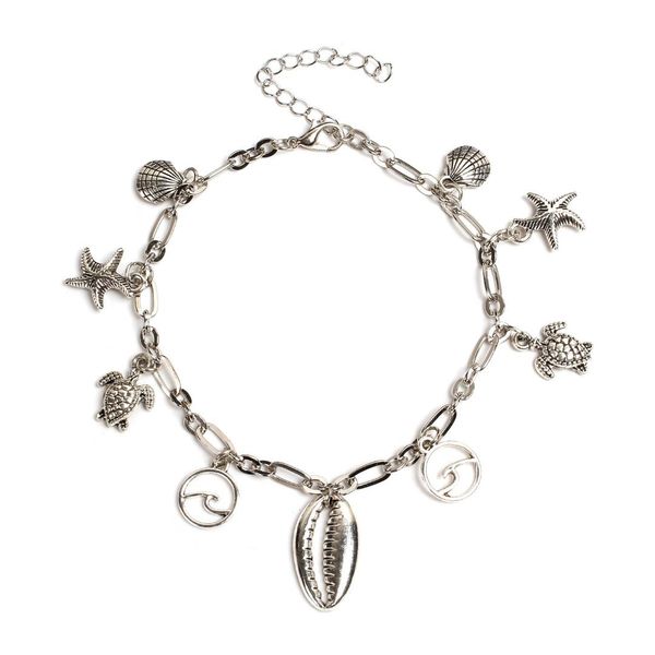 

turtle shell wave beach foot chain women's bohemia fashion metal chain foot ornament, Red;blue