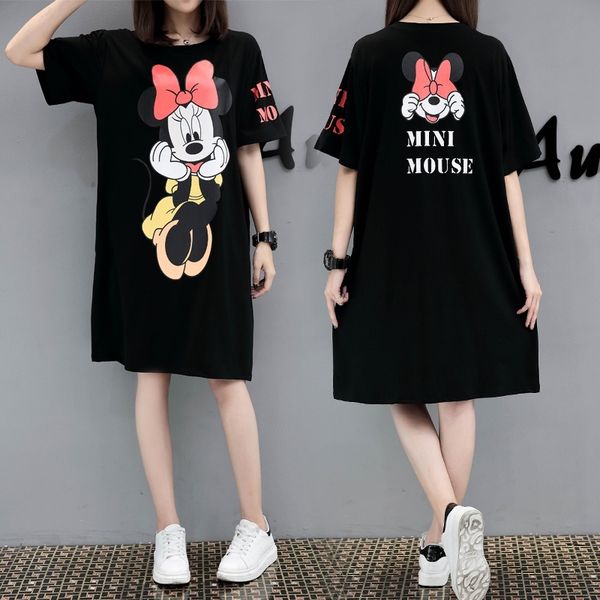 

summer clothes women pregnancy dress female cotton short sleeve minne cartoon pregnant women dresses of the big sizes, Black