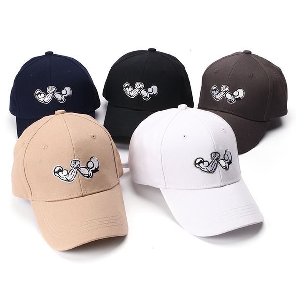 

outdoor sports cap muscular arm printed cotton sports caps adjustable back closure strapback tennis hat, Black;white