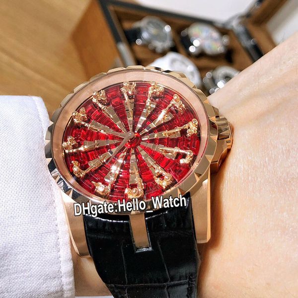 

new excalibur rddbex0684 knight of the round table iv rd821 automatic mens watch diamonds red dial rose gold case leather hello_watch, Slivery;brown