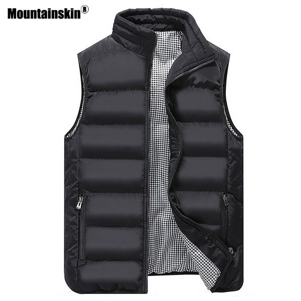 

mountainskin new sleeveless vests warm men's jacket autumn winter casual waistcoat cotton padded coats brand clothing 5xl sa583, Black;white