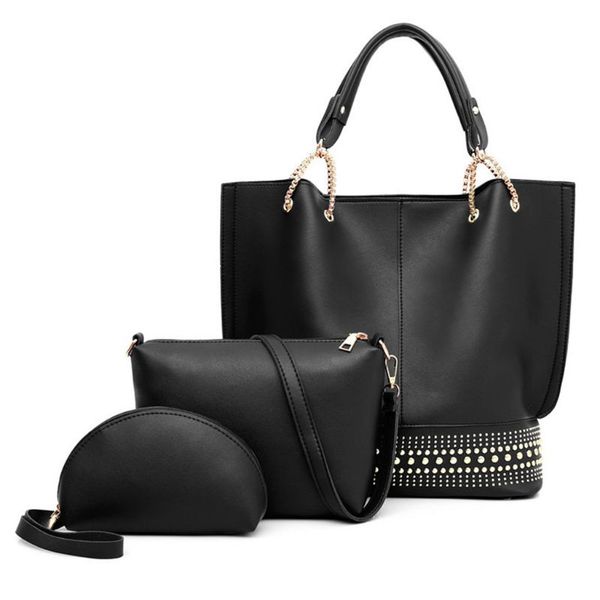 

3pcs women handbag shoulder bag leather messenger crossbody wristlet purse
