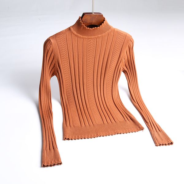 

hlbcbg autumn winter women sweater thick warm knitted jumper fashion rib slim female pullover sweater, White;black