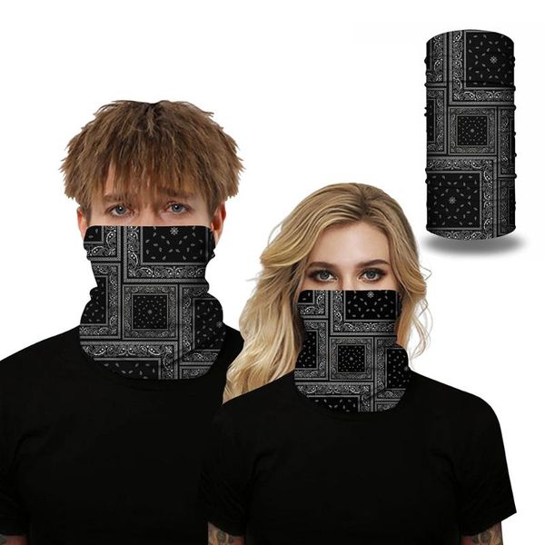 

25 * 50 см бандана мужской шарф открытый printed gaiter езда двусторонний, Black;white