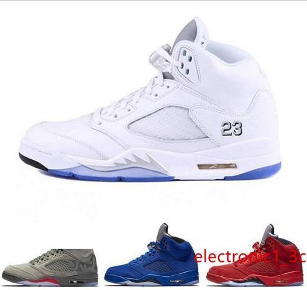 

new 5 5s wings international flight men basketball shoes olympic gold medal fire red blue suede low metallic silver men sport sneakers