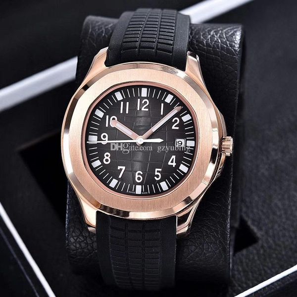 

luxury wristwatches aquanaut automatic movement stainless steels comfortable rubber strap original clasp men mens watch watches, Slivery;brown