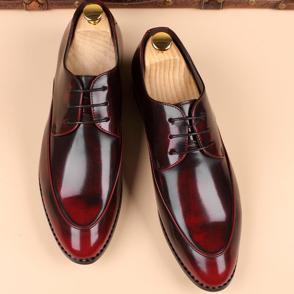 

new fashion male men lace-up low- large size business casual brouge leather shoes, Black