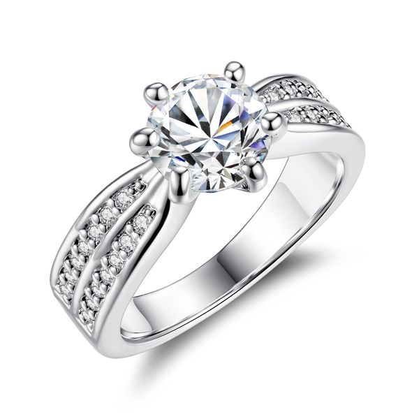 

wish new style six-claw circle zircon ring multi-drill-style popular ring foreign trade manufacturers wholesale wish, Silver