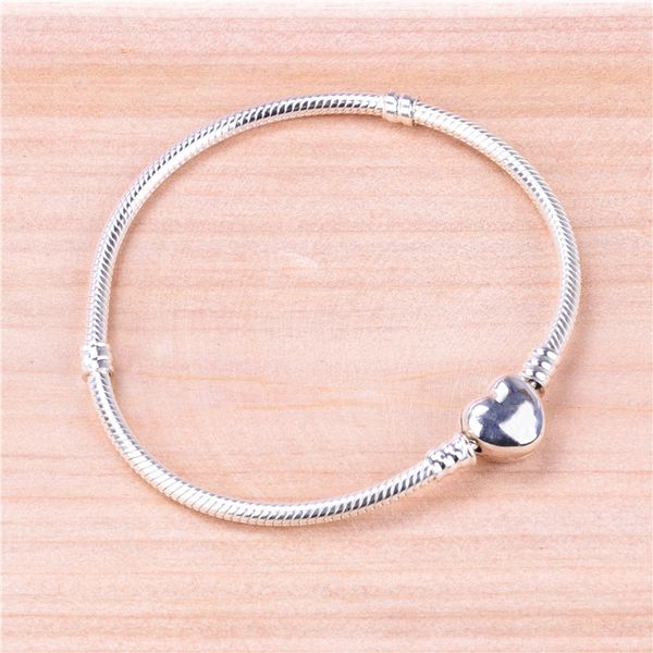 

silver charms basic bracelets for women love heart shape clasp clip snake chain for diy bead charm dpb086, Golden;silver
