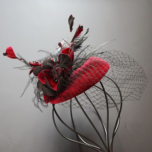 

burgundy bridal hats fascinator headpiece party hat corsage elegant black birdcage party hair accessories small hat wedding accessories, White