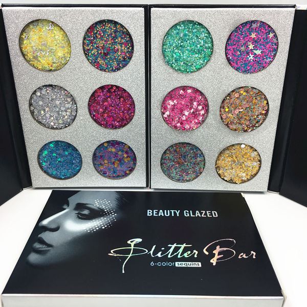 

Beauty glazed 6 color make up palette pre ed glitter bar bling eye hadow palette diamond glitter matte himmer beauty co metic pallet