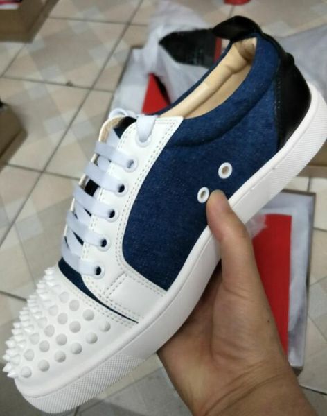 

2020 new high-end custom metal studded spikes casual shoes for men low sneakers with soft bottom,genuine leather size:36-47 s02, Black