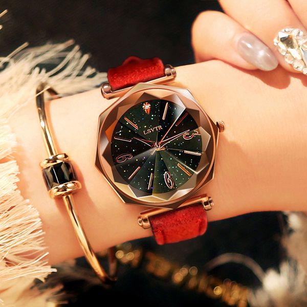 

manufacturers wholesale women's watch fashion rhinestone casual creative women watch red belt ladies quartz watches female gift, Slivery;brown