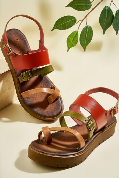 

Bambi Genuine Leather Orange Green Women 'S Sandals H06859703
