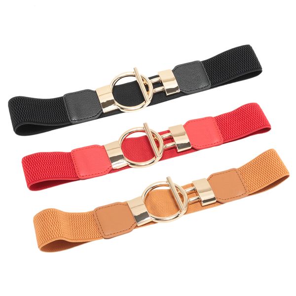 

1pc pu leather simple solid female waist band dress belt without pin round buckle belts clothing accessories 4 colors, Black;brown